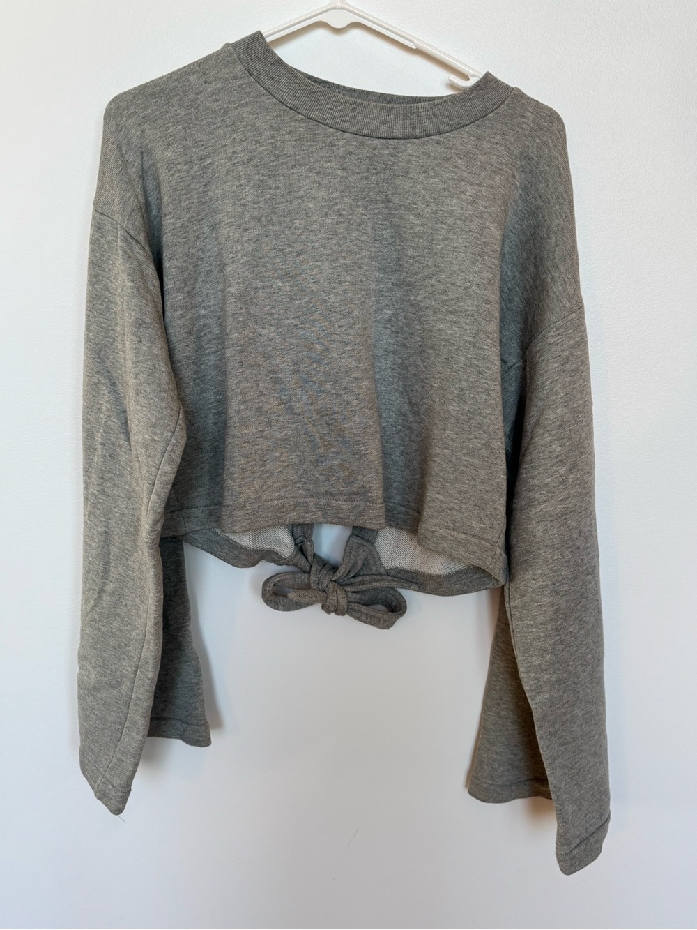 Alexander Wang Gray Cropped Tie-Back Sweatshirt
